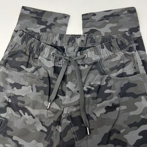 BYLT Weekender Stretch Pants Mens Small Camo Black Drawstring Ripstop Zip Pocket